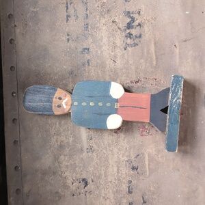 Handmade primitive wooden nutcracker soldier Christmas decor